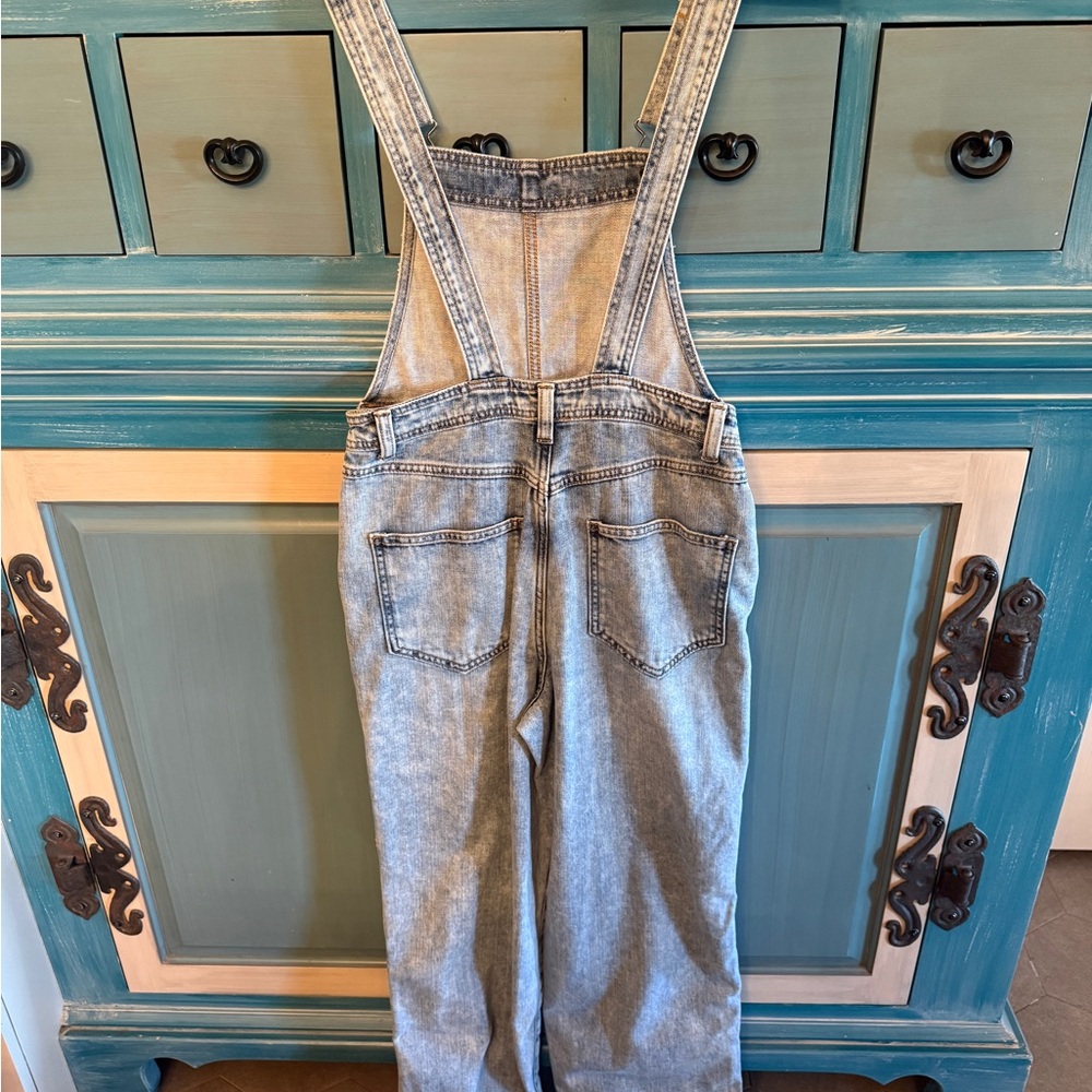 aerie Blue Denim Overalls with Contrast Stitching - Picture 2 of 5